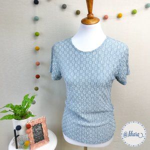 Clio Textured Career Top in Light Blue - Petite Medium